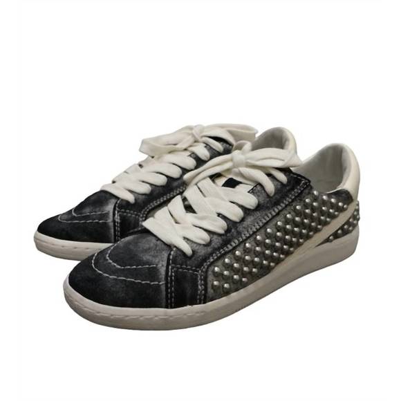 NEW DOLCE VITA women's nino stud sneaker in black suede - Picture 2 of 2